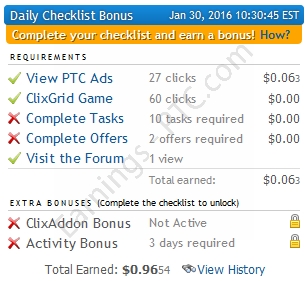 clixsense daily checklist bonus
