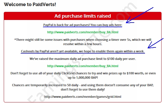 paidverts paypal is back